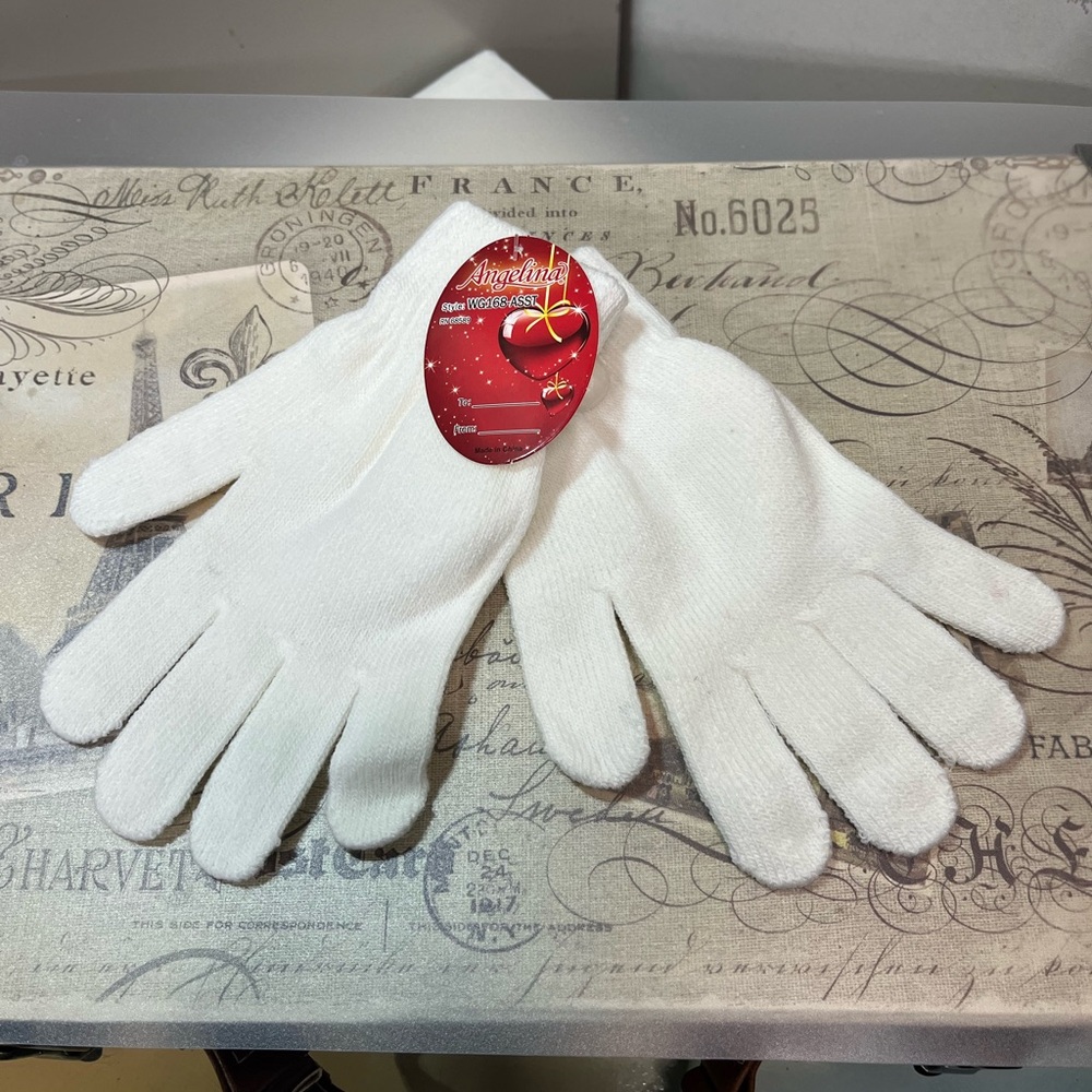 Angelina White Stretch Gloves